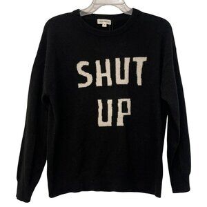 Spring + Mercer Cashmere Black "Shut Up" Sweater Medium Crewneck NWT